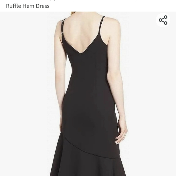 Elliatt Dress Womens Large Black Artemis Midi Ruffle Tank V Adjustable LBD Crepe - Picture 11 of 11